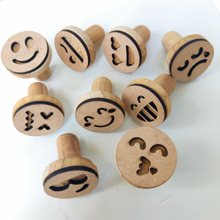 Smiley Wooden Play Dough Stamp Set of 9