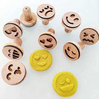 Smiley Wooden Play Dough Stamp Set of 9