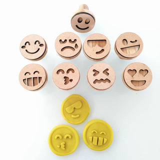 Smiley Wooden Play Dough Stamp Set of 9