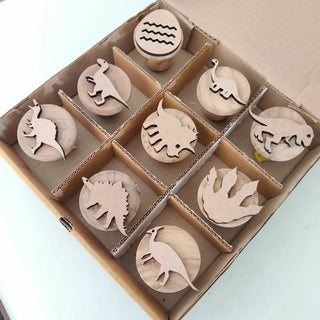 DINO Wooden Play Dough Stamp Set of 9