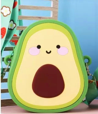 Silicone Cute Fruit Sling Bag With Detachable and Adjustable Strap For kids (Avocado) (Random Colour)