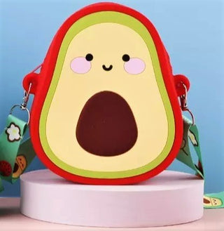 Silicone Cute Fruit Sling Bag With Detachable and Adjustable Strap For kids (Avocado) (Random Colour)