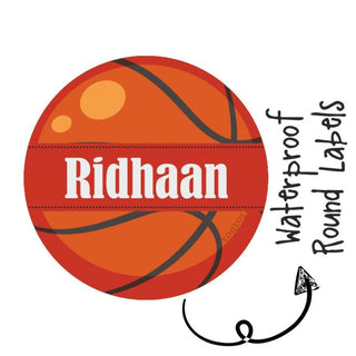 Round Waterproof Labels - Basketball (70 pcs) (PREPAID ONLY)