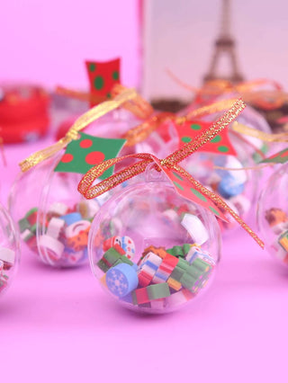 Christmas Themed Mini erasers in Transparent Ball