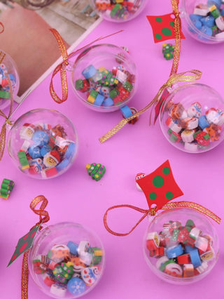 Christmas Themed Mini erasers in Transparent Ball