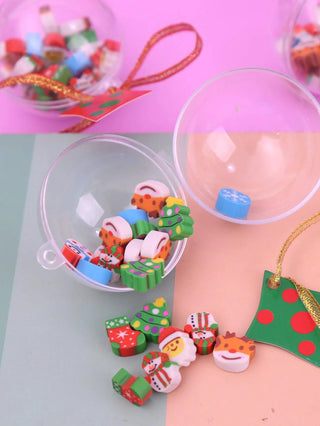 Christmas Themed Mini erasers in Transparent Ball