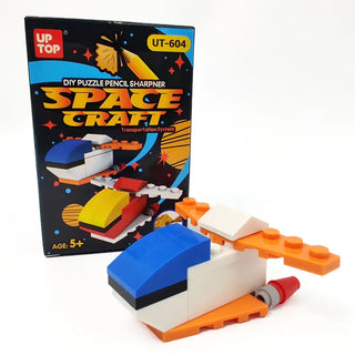 Cute Spacecraft Shape Mini DIY Lego Pencil Sharpener Stationery for Kids (Random Design)