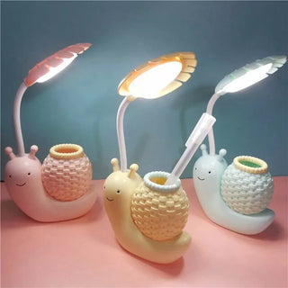 Cute snail Design Multifunctional USB Charging LED lamp with Pen Stand (Outer Box Damage)