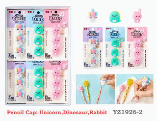 Cute 3D Cartoon Pencil/Pen Cap - Pack of 3