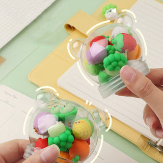 Cute 3d Vegetable Eraser in a Jar (12 pcs inside the jar)