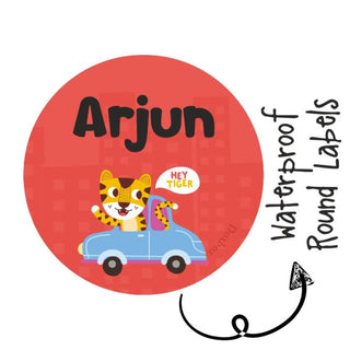 Round Waterproof Labels - Tiger Ride (70 Pcs) (PREPAID ONLY)