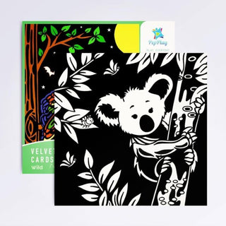 5 Velvet Coloring Cards – Wild Animal Scenes