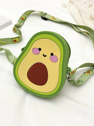 Silicone Cute Fruit Sling Bag With Detachable and Adjustable Strap For kids (Avocado) (Random Colour)