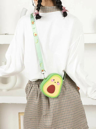 Silicone Cute Fruit Sling Bag With Detachable and Adjustable Strap For kids (Avocado) (Random Colour)