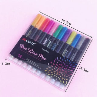 Glitter Outline Marker Pens -Set Of 8 Marker Pens