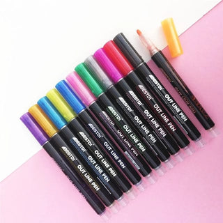 Glitter Outline Marker Pens -Set Of 8 Marker Pens