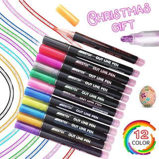 Glitter Outline Marker Pens -Set Of 8 Marker Pens