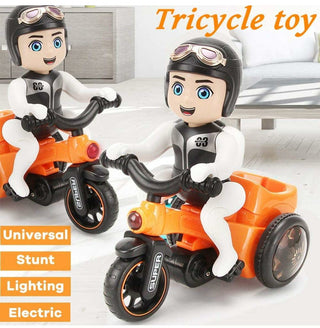 Electric Musical Tricycle with Flashing Lights & Movable 360 Degrees Rotating Stunt toy for Kids