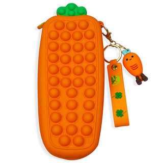 Cute Carrot Shapes Silicone Pop it Pouch Case (without keychain)