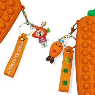 Cute Carrot Shapes Silicone Pop it Pouch Case (without keychain)