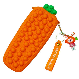 Cute Carrot Shapes Silicone Pop it Pouch Case (without keychain)