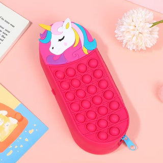 Unicorn Theme Pop It Pencil Pouch For Kids