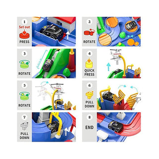 Premium Quality Small size City Car Adventure Toy with 6 buttons and 9 challenges ( Random Colour )