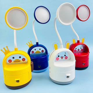 Cute Unique Cartoon printed LED Rechargeable Desk Lamp with Sharpener