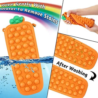 Cute Carrot Shapes Silicone Pop it Pouch Case (without keychain)